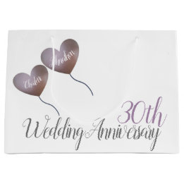 Grand Sac Cadeau 30e anniversaire de la mariage perle ballons cardi