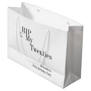Grand Sac Cadeau 30e Anniversaire RIP 20s Cadeau de Fête Minimalist