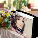 Grand Sac Cadeau 30th birthday photo hello 30 black<br><div class="desc">Modèle pour Votre photo. Superposition du texte blanc : Bonjour 30 ! Un sac cadeau pour une fête de 30e anniversaire. Elégante couleur noire arrière - plan.</div>