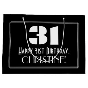 Grand Sac Cadeau 31e anniversaire ~ Art Déco Inspiré Look "31" + No