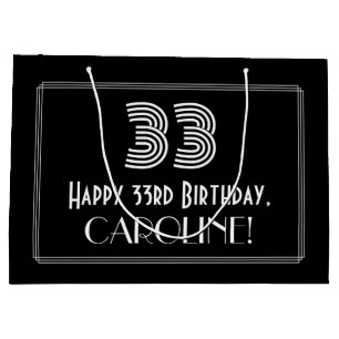 Grand Sac Cadeau 33e anniversaire — Art Déco Inspiré Look "33" & No