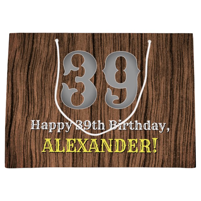 Grand Sac Cadeau 39e anniversaire : Pays inspiré par l'Ouest Look,  (Devant)