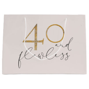 Grand Sac Cadeau 40 mignonnes et sans faille rose et or 40e anniver