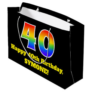 Grand Sac Cadeau 40e anniversaire ~ Amusant, coloré, Vibrant, Arc-e