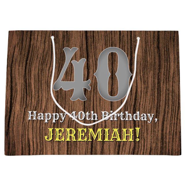 Grand Sac Cadeau 40e anniversaire : Country Western Inspecred Look (Devant)