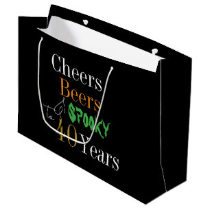 Grand Sac Cadeau 40e anniversaire Halloween Cheers Bières Fête Éffr