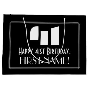 Grand Sac Cadeau 41e anniversaire ~ Art Déco Inspiré Look "41" + No