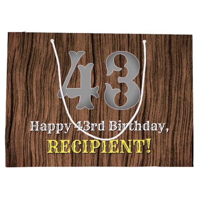 Grand Sac Cadeau 43e anniversaire : Pays inspiré par l'Ouest Look,  (Dos)