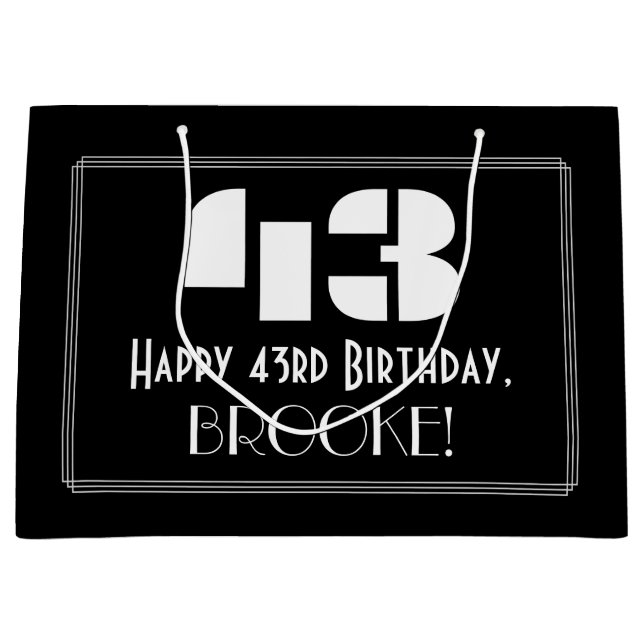 Grand Sac Cadeau 43ème anniversaire ~ Art Déco Inspiré Look "43" +  (Devant)