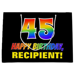 Grand Sac Cadeau 45e anniversaire : Bold, amusant, simple, arc-en-c