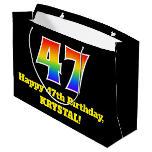 Grand Sac Cadeau 47e anniversaire ~ Amusant, coloré, Vibrant, Arc-e