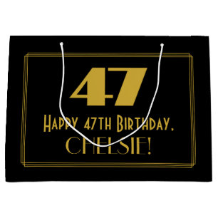 Grand Sac Cadeau 47e anniversaire — Art Déco Inspiré Look "47" & No