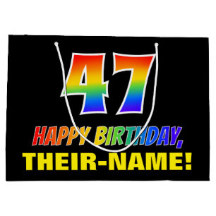 Grand Sac Cadeau 47e anniversaire : Bold, amusant, simple, arc-en-c