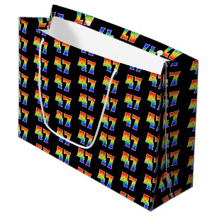 Grand Sac Cadeau 47e anniversaire : Fun Rainbow Event Numéro 47 Mot