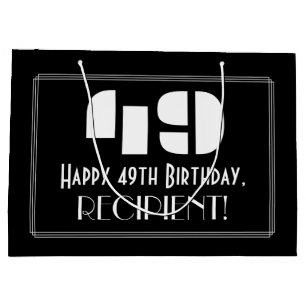 Grand Sac Cadeau 49e anniversaire ~ Art Déco Inspiré Look "49" + No