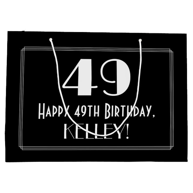 Grand Sac Cadeau 49e anniversaire : Art Déco Style inspiré "49", No (Dos)