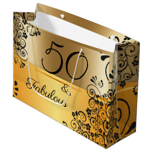 Grand Sac Cadeau 50 ans et fabuleux Élégant
