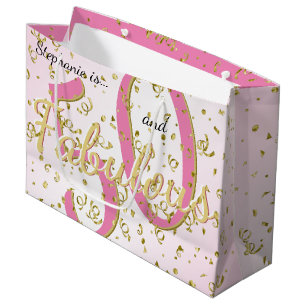 Grand Sac Cadeau 50 et fabuleux Anniversaire Fun Party Pink/Gold La