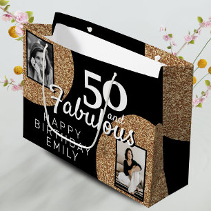 Grand Sac Cadeau 50 et Fabulous Gold Parties scintillant 2 Photo 50