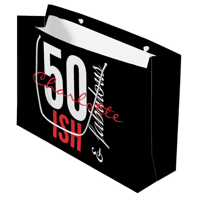 Grand Sac Cadeau 50 Quelque chose et fabuleux plaisir (Devant Angle)