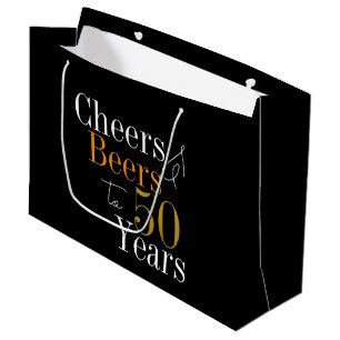 Grand Sac Cadeau 50e Anniversaire Bières et encouragements Black Go