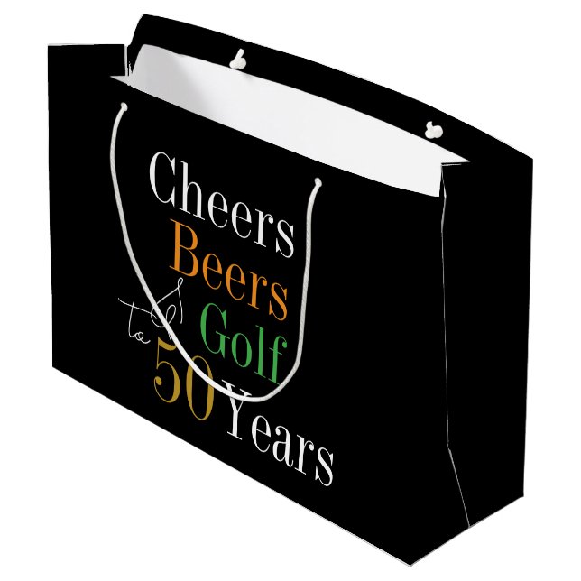 Grand Sac Cadeau 50e anniversaire Cheers and Beers Golf Party Favor (Dos Angle)