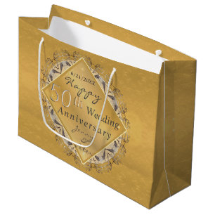 Grand Sac Cadeau 50e anniversaire du Mariage Golden Ochre