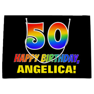Grand Sac Cadeau 50e anniversaire : Gras, Amusant, Simple, Arc-en-c