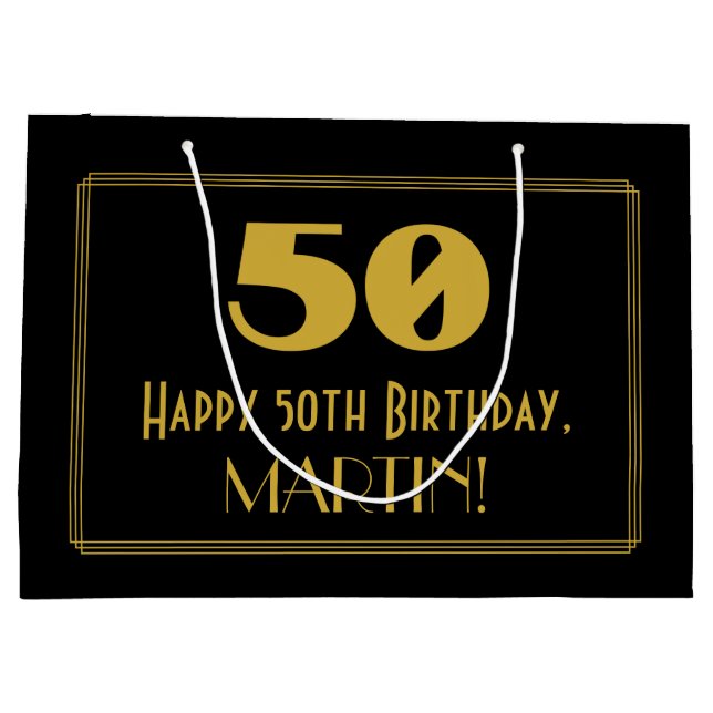 Grand Sac Cadeau 50e anniversaire — Représentation Art déco "50" et