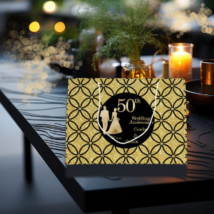 Grand Sac Cadeau 50e Couple d'or Parties scintillant Mariage Annive