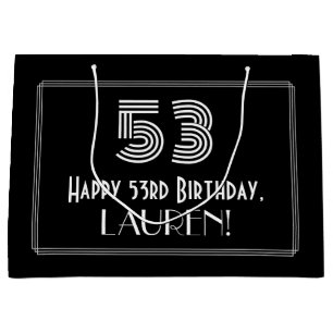 Grand Sac Cadeau 53e anniversaire — Art Déco Inspiré Look "53" & No