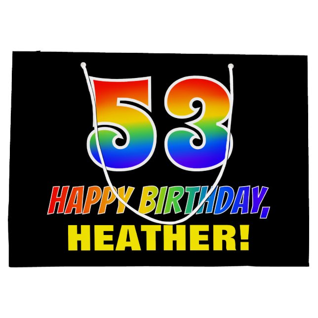 Grand Sac Cadeau 53e anniversaire : Bold, amusant, simple, arc-en-c (Dos)