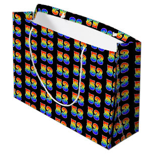 Grand Sac Cadeau 53e anniversaire : Fun Rainbow Event Numéro 53 Mot