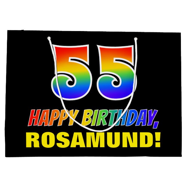 Grand Sac Cadeau 55e anniversaire : Bold, amusant, simple, arc-en-c (Dos)