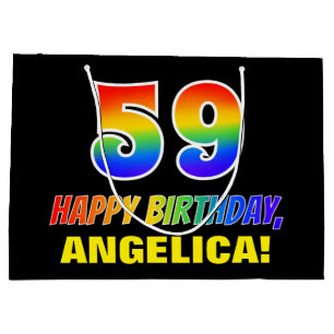 Grand Sac Cadeau 59e anniversaire : Bold, amusant, simple, arc-en-c