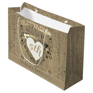 Grand Sac Cadeau 5e anniversaire du Mariage de bois
