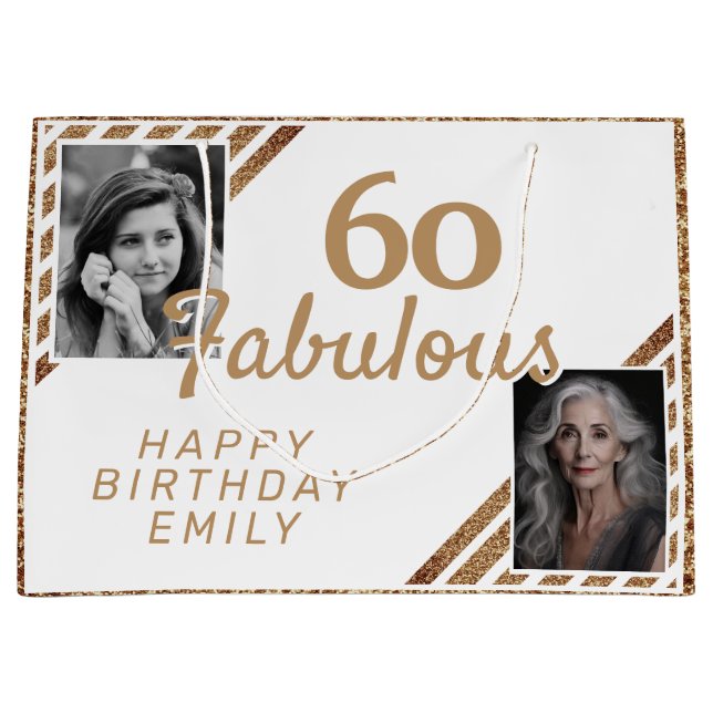 Grand Sac Cadeau 60 et Fabulous Gold Parties scintillant 2 Photo 60 (Devant)