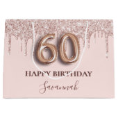 Grand Sac Cadeau 60e anniversaire blush rose parties scintillant go (Devant)