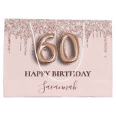 Grand Sac Cadeau 60e anniversaire blush rose parties scintillant go (Dos)