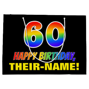 Grand Sac Cadeau 60e anniversaire : Bold, amusant, simple, arc-en-c