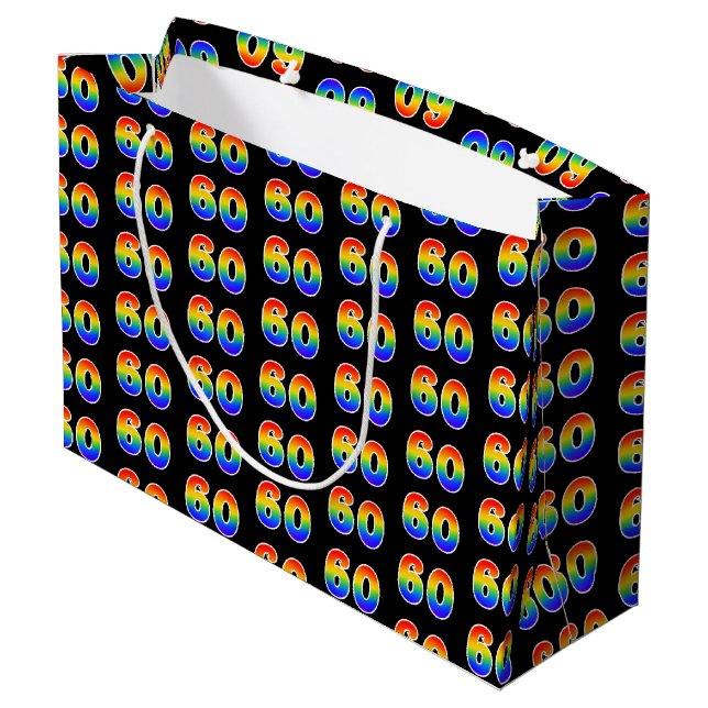 Grand Sac Cadeau 60e anniversaire : Fun Rainbow Numéro d'événement  (Dos Angle)