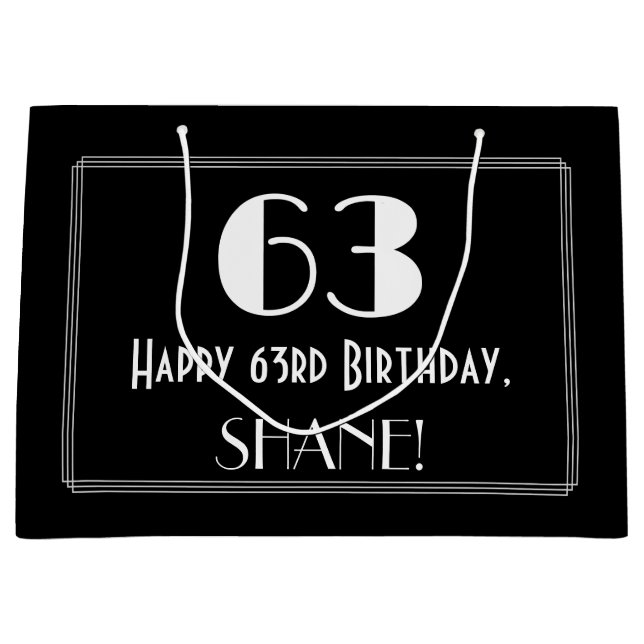 Grand Sac Cadeau 63e Anniversaire : Style Inspiré de l'Art Déco "63 (Devant)