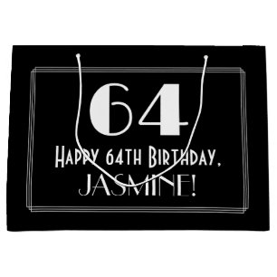Grand Sac Cadeau 64ème anniversaire : Art Déco Style inspiré "64", 