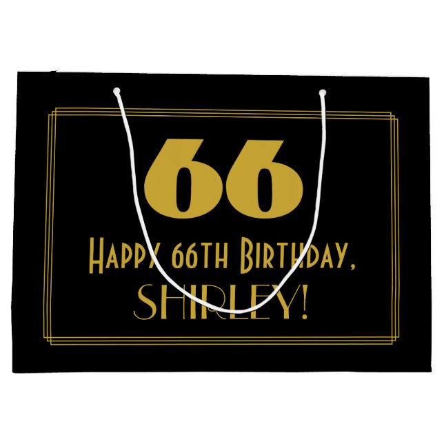 Grand Sac Cadeau 66e anniversaire — Représentation Art déco inspiré (Dos)