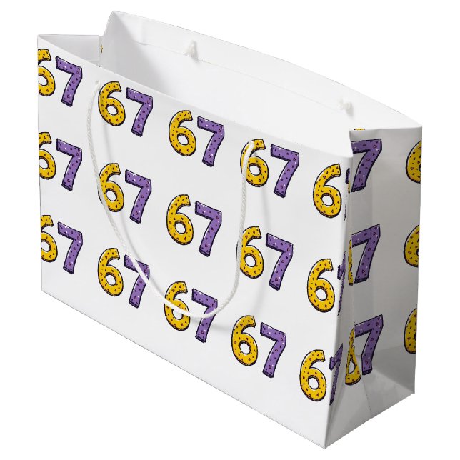 Grand Sac Cadeau 67 Aucune Signification Jaune et Violet (Dos Angle)