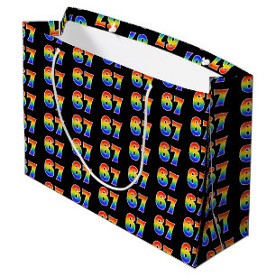 Grand Sac Cadeau 67e anniversaire : Fun Rainbow Event Numéro 67 Mot