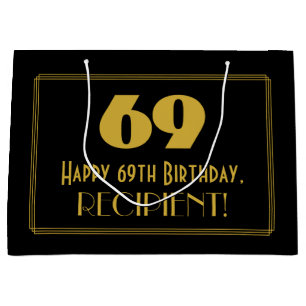 Grand Sac Cadeau 69e anniversaire — Art Déco Inspiré Look "69" & No