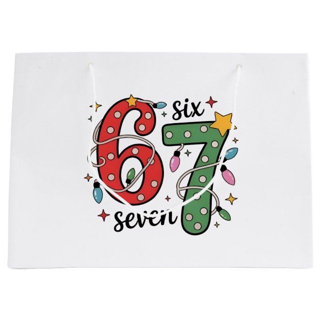 Grand Sac Cadeau 6 7 Six Seven Hand Gen Z Alpha Meme Slang Xmas  (Devant)