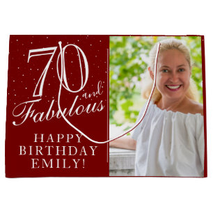Grand Sac Cadeau 70 et fabuleux Elegant Red 70th Birthday Photo