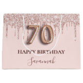 Grand Sac Cadeau 70e anniversaire blush rose parties scintillant go (Devant)
